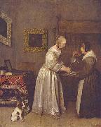 Adriaan de Lelie Dame, die sich die Hande wascht oil painting on canvas